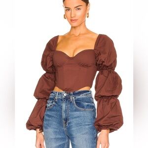 MAJORELLE tawny corset top in brown